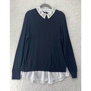Ted Baker London Sweater Women's Sz 3 Andryaa Pergola Embellished Collar Layered